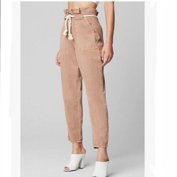 NWT BLANKNYC Womens Straight Leg Paperbag Pants with Rope Belt Size XL - Picture 3 of 10